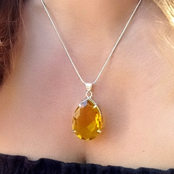 Dreamgems Jewelry - Citrine Gemstone Sterling Necklace Pendant